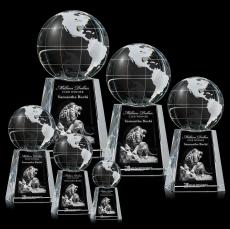 Globe on Tall Base 3D - Crystal Globe Awards
