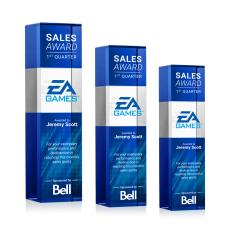 Price Full Color Blue Towers Crystal Trophy - Crystal Trophies