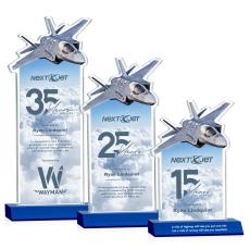 Top Gun Full Color Blue Unique Crystal Trophy - Crystal Trophies