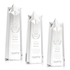Delaware Star Clear Towers Crystal Trophy - Crystal Star Trophies
