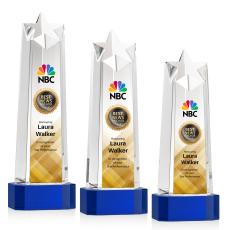 Delaware Star Full Color on Base Blue Towers Crystal Trophy - Crystal Star Trophies