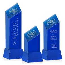 Knight Blue on Base Blue Towers Crystal Trophy - Crystal Trophies