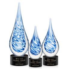 Marlin on Round Base - Black - Art Glass Trophies