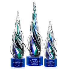 Alderon on Round Base - Blue - Art Glass Trophies