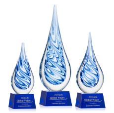 Marlin on Small Crystal Base - Blue - Glass Trophies