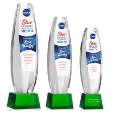 Hoover Full Color on Small Base Green Towers Crystal Trophy - Custom Trophies