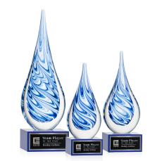 Marlin on Plated Crystal Base - Blue - Art Glass Trophies