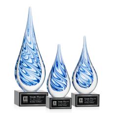 Marlin on Plated Crystal Base - Black - Art Glass Trophies