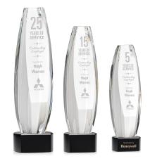 Hoover on Half Round Base Black Towers Crystal Trophy - Crystal Trophies