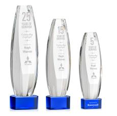 Hoover on Half Round Base Blue Towers Crystal Trophy - Crystal Trophies