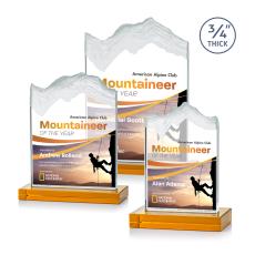 Castellanos Full Color Amber Peaks Crystal Trophy - Custom Trophies