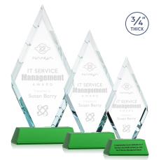 Richmond on Helton Base Green Crystal Trophy - Crystal Trophies
