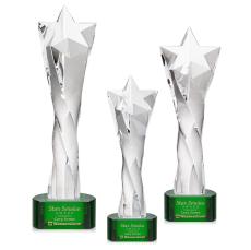 Arlington Star on Half Round Base Green Crystal Trophy - Star Trophies