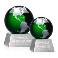 Ryegate Green/Silver Globe Crystal Trophy - Crystal Globe Awards