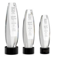 Hoover on Round Base Black Towers Crystal Trophy - Crystal Trophies