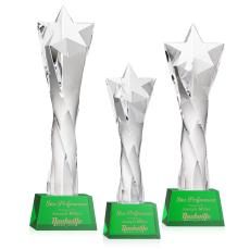 Arlington Star on Small Base Green Crystal Trophy - Star Trophies