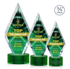 Richmond Full Color on Round Green Crystal Trophy - Custom Trophies