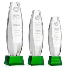 Hoover on Small Base Green Towers Crystal Trophy - Crystal Trophies