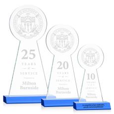 Laidlaw Tower Sky Blue Circle Crystal Trophy - Crystal Trophies