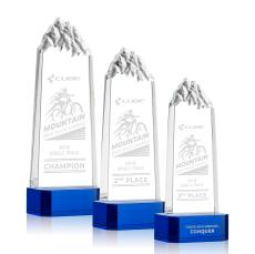 Himalayas Tower on Base Blue Peaks Crystal Trophy - Crystal Trophies