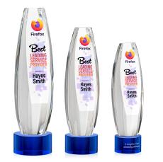 Hoover Full Color on Round Base Blue Towers Crystal Trophy - Custom Trophies