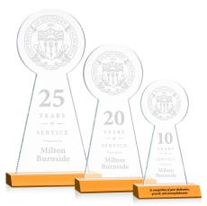 Laidlaw Tower Amber Circle Crystal Trophy - Crystal Trophies