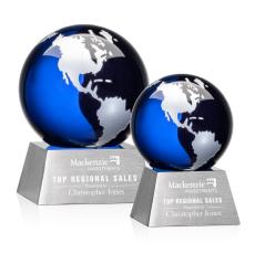 Ryegate Blue/Silver Globe Crystal Trophy - Crystal Globe Awards