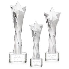Arlington Star on Round Base Clear Crystal Trophy - Crystal Star Trophies