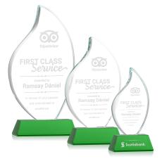 Teague on Helton Green Flame Crystal Trophy - Crystal Trophies