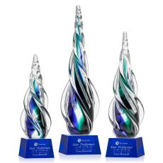 Alderon on Small Crystal Base - Blue - Glass Trophies