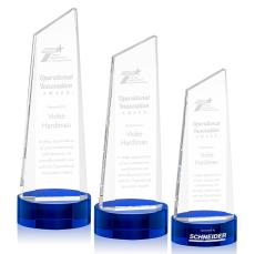 Bishop Tower on Lockwood Base Blue Towers Crystal Trophy - Crystal Trophies