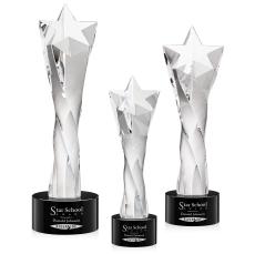 Arlington Star on Round Base Black Crystal Trophy - Crystal Star Trophies