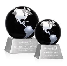 Ryegate Black/Silver Globe Crystal Trophy - Crystal Globe Awards