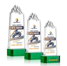 Himalayas Full Color on Base Green Towers Crystal Trophy - Crystal Trophies