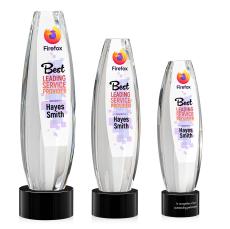 Hoover Full Color on Round Base Black Towers Crystal Trophy - Custom Trophies
