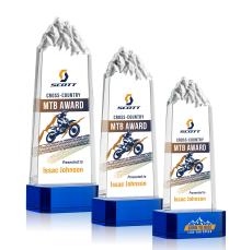 Himalayas Full Color on Base Blue Towers Crystal Trophy - Custom Trophies