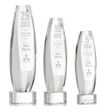 Hoover on Half Round Base Clear Towers Crystal Trophy - Crystal Trophies