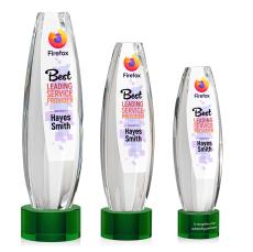 Hoover Full Color on Round Base Green Towers Crystal Trophy - Custom Trophies