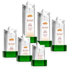 Weber Full Color on Corned Base Green Crystal Trophy - Custom Trophies