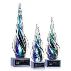 Alderon on Plated Crystal Base - Blue - Glass Trophies