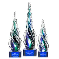 Alderon on Half Round Base - Blue - Glass Trophies