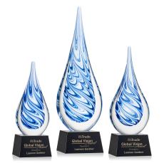 Marlin on Small Crystal Base - Black - Glass Trophies