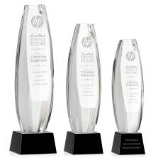 Hoover on Small Base Black Towers Crystal Trophy - Crystal Trophies
