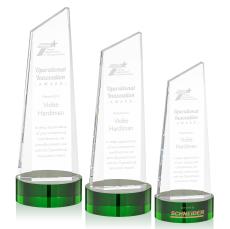 Bishop Tower on Lockwood Base Green Towers Crystal Trophy - Crystal Trophies