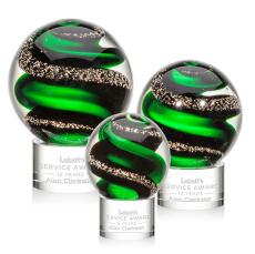 Boykin on Round Base Clear Globe Glass Trophy - Glass Trophies