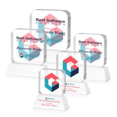 Walls Full Color on Base Fagan Square / Cube Crystal Trophy - Custom Trophies