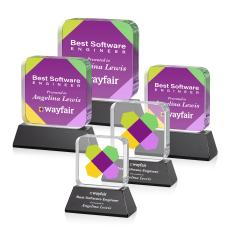 Walls Full Color on Base Black Square / Cube Crystal Trophy - Custom Trophies