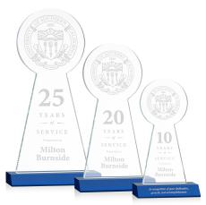 Laidlaw Tower Blue Circle Crystal Trophy - Crystal Trophies
