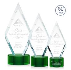 Richmond on Round Base Green Crystal Trophy - Crystal Trophies