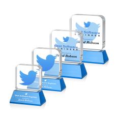 Walls Full Color on Base Sky Blue Square / Cube Crystal Trophy - Custom Trophies
